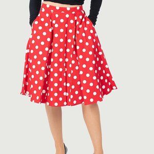 Eva Rose Red Polka Dot Fit & Flare Skirt With Pockets